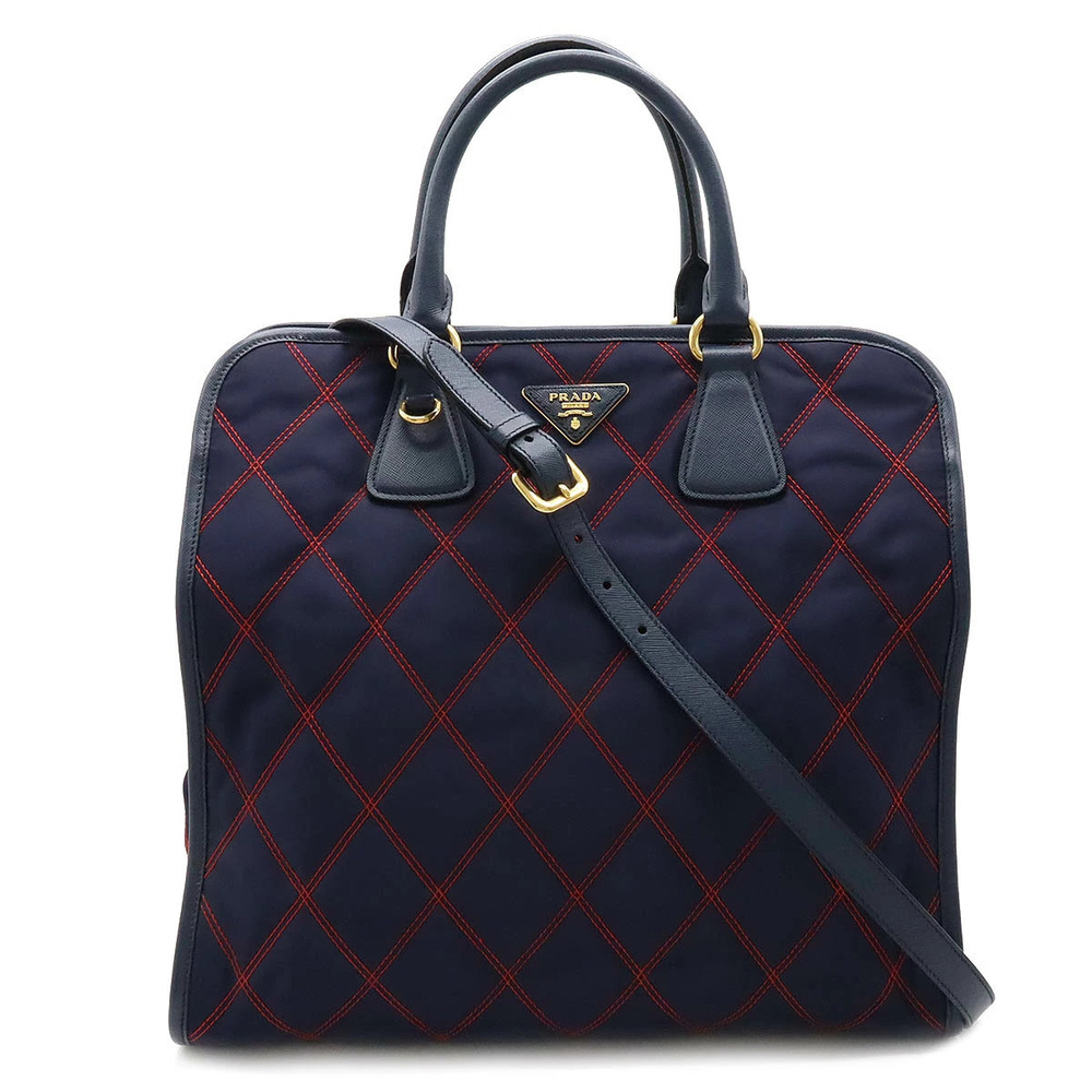 Prada TESSUTO IMPUNTU 2way Shoulder Bag Quilted BALTICO Navy Blue